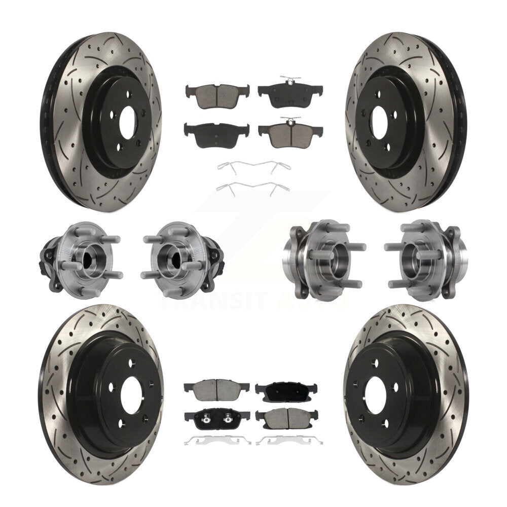 Front Rear Hub Bearing Coated Disc Brake Rotor Pad Kit (10Pc) For Lincoln Continental FWD KBB-126969