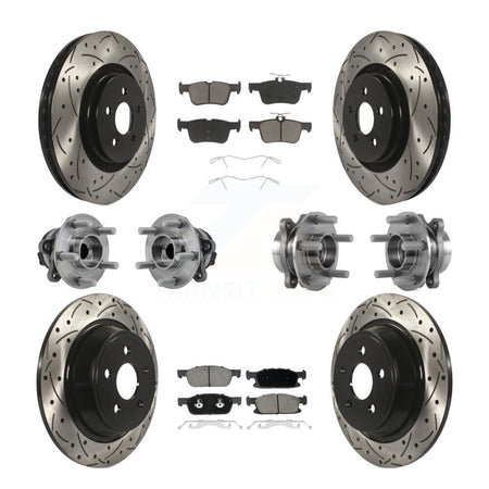 Front Rear Hub Bearing Coated Disc Brake Rotor Pad Kit (10Pc) For Lincoln Continental FWD KBB-126969