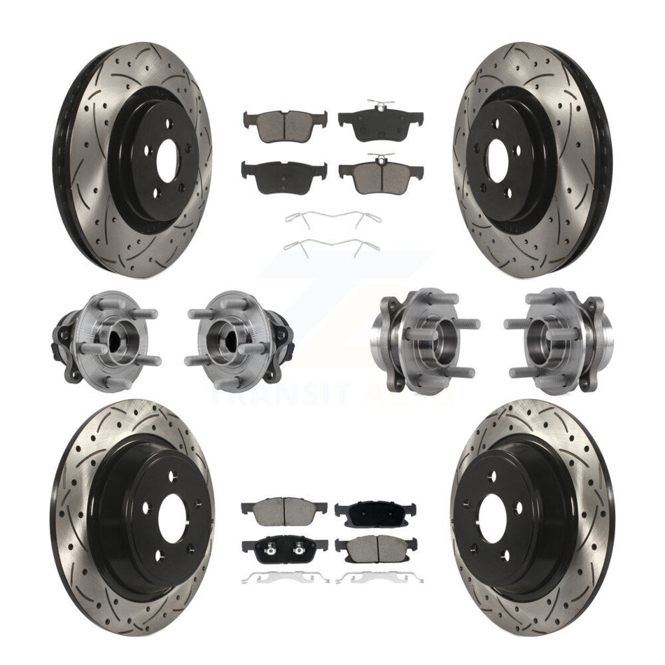 Front Rear Hub Bearing Coated Disc Brake Rotor Pad Kit (10Pc) For Lincoln Continental FWD KBB-126969