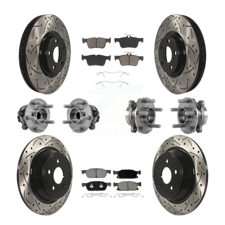 Front Rear Hub Bearing Coated Disc Brake Rotor Pad Kit (10Pc) For Lincoln Continental FWD KBB-126970