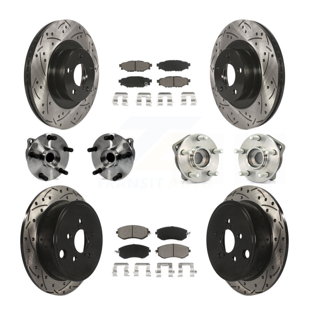 Front Rear Hub Bearings Coated Disc Brake Rotors And Pads Kit (10Pc) For Subaru Impreza KBB-126975
