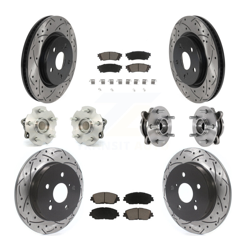 Front Rear Hub Bearing Coated Disc Brake Rotor And Ceramic Pad Kit (10Pc) For Toyota RAV4 KBB-126980