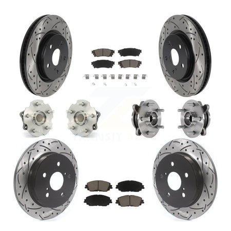 Front Rear Hub Bearing Coated Disc Brake Rotor And Ceramic Pad Kit (10Pc) For Toyota RAV4 KBB-126980