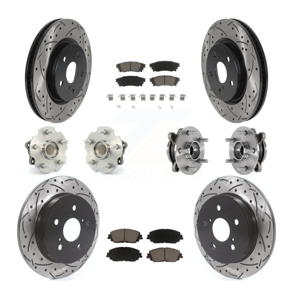 Front Rear Hub Bearing Coated Disc Brake Rotor And Ceramic Pad Kit (10Pc) For Toyota RAV4 KBB-126980