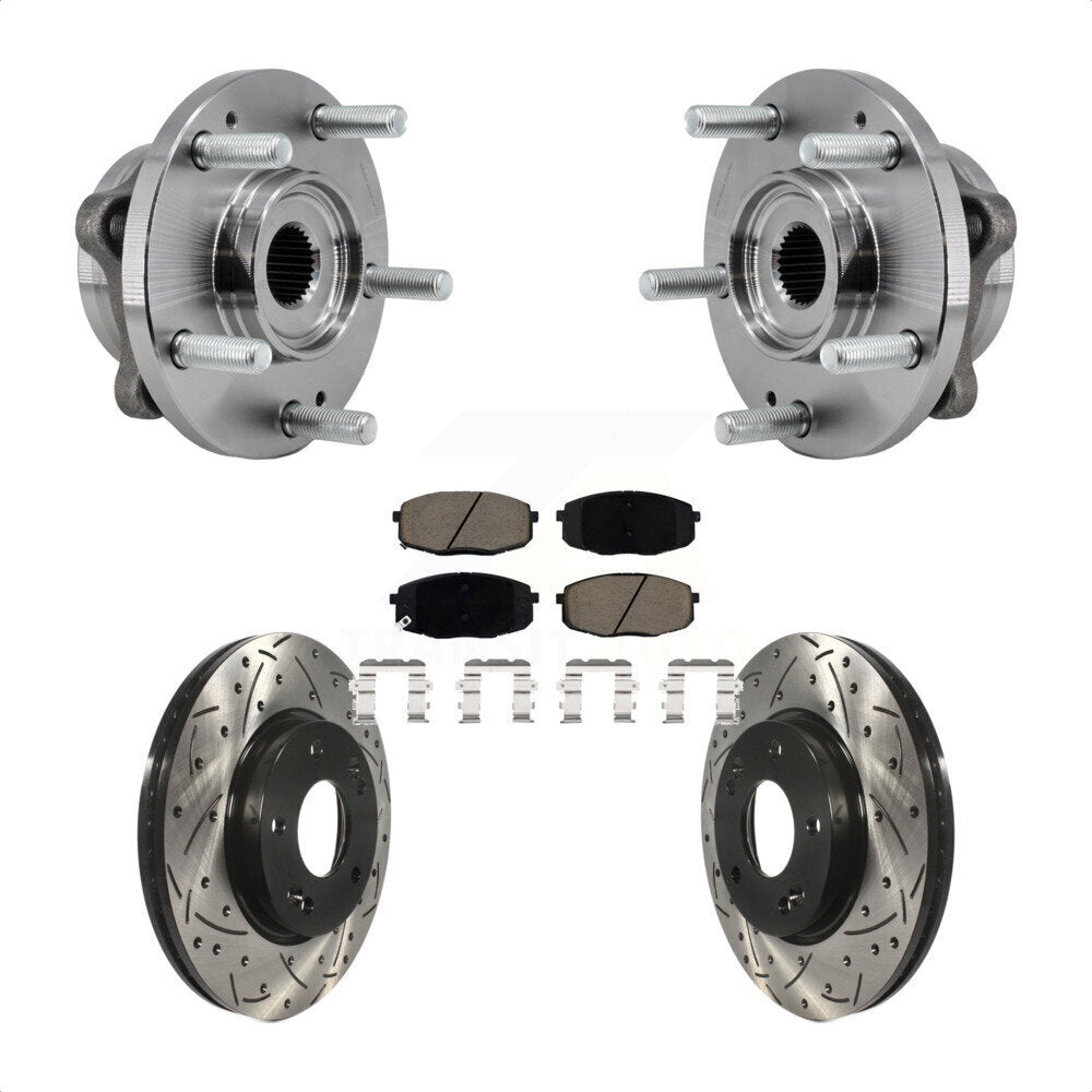Front Hub Bearing Drilled Slot Brake Rotor Pad Kit For 17-19 Kia Soul Naturally Aspirated KBB-126988