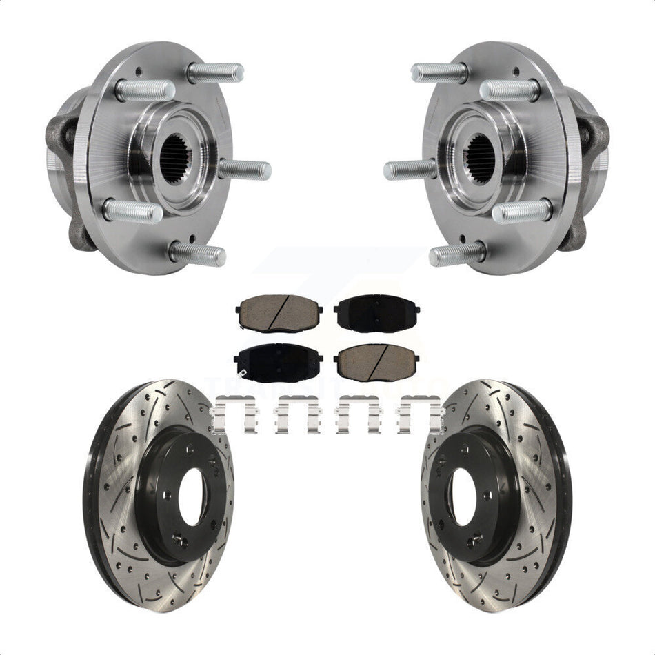 Front Hub Bearing Drilled Slot Brake Rotor Pad Kit For 17-19 Kia Soul Naturally Aspirated KBB-126988