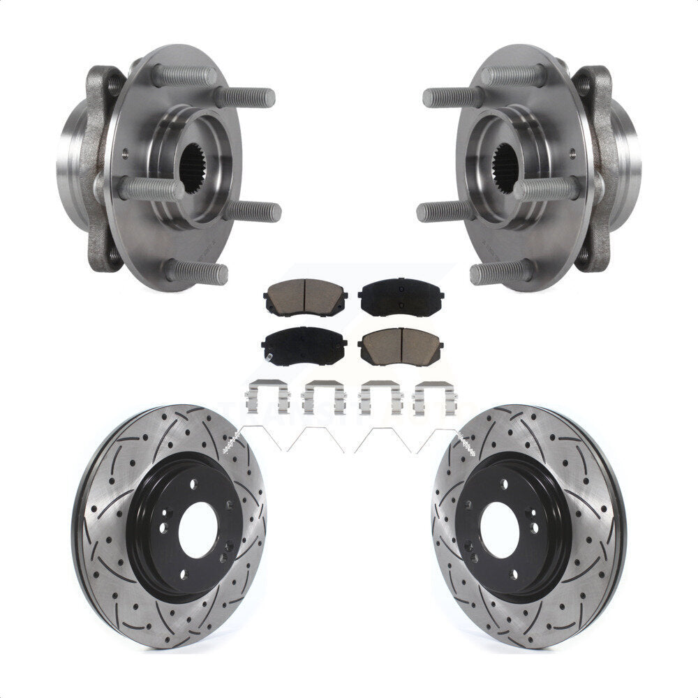 Front Hub Bearing Drill Slot Brake Rotor Pads Kit For Kia Forte Hyundai Elantra GT Forte5 KBB-126989
