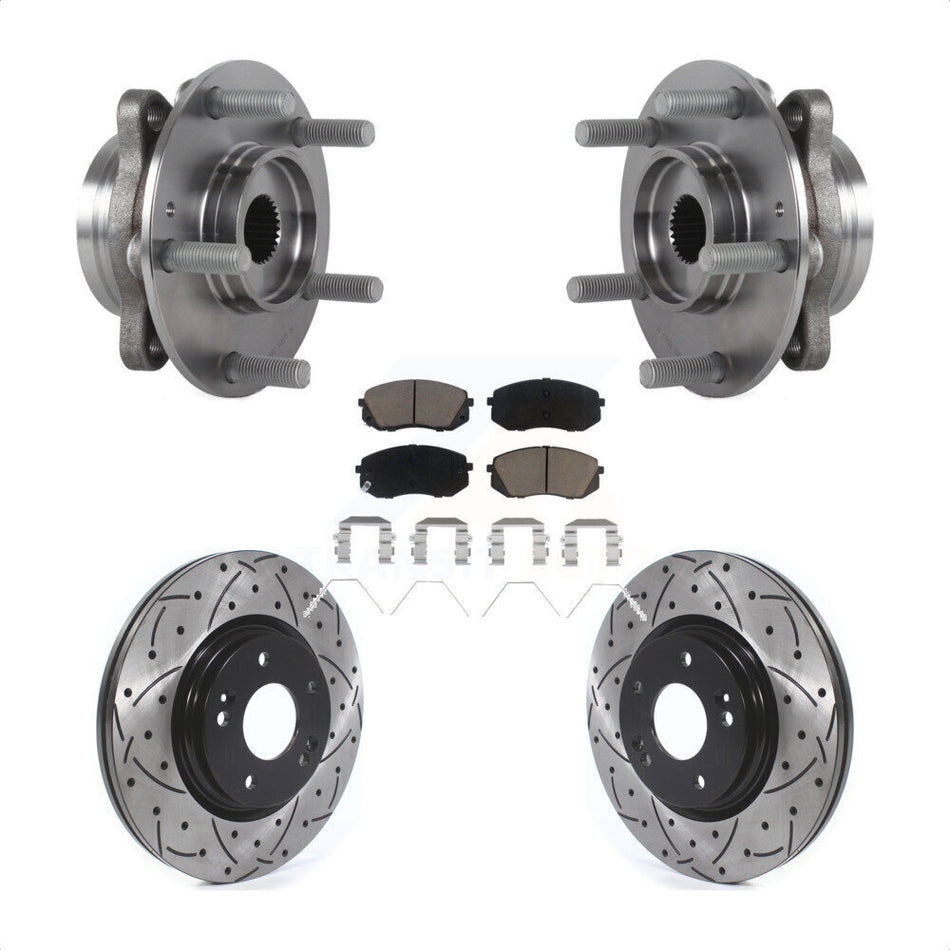 Front Hub Bearing Drill Slot Brake Rotor Pads Kit For Kia Forte Hyundai Elantra GT Forte5 KBB-126989