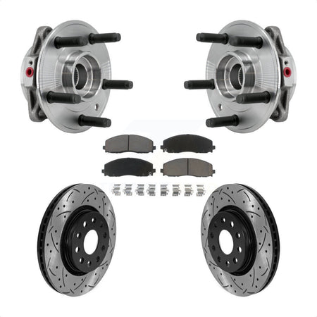 Front Hub Bearing Assembly Drilled Slot Brake Rotor & Pad Kit For Jeep Wrangler Gladiator KBB-126992