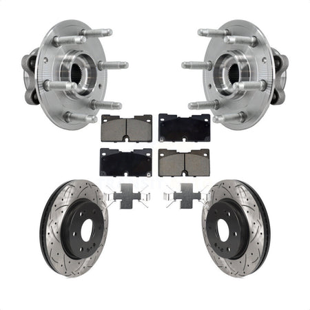 Front Hub Bearing Drill Slot Brake Rotor Pads Kit For Chevrolet GMC Silverado 1500 Sierra KBB-126993