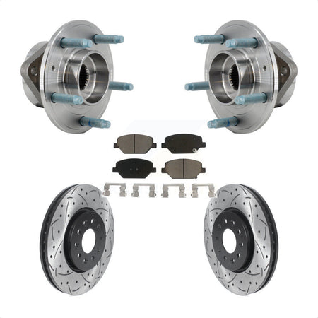Front Hub Bearing Coated Drill Slot Brake Rotor Pad Kit For Chevrolet Equinox GMC Terrain KBB-126996