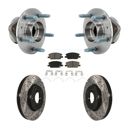 Front Hub Bearing Coated Drill Slot Brake Rotor Pad Kit For Chevrolet Equinox GMC Terrain KBB-126997