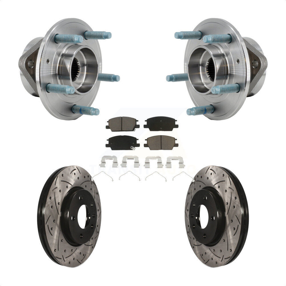 Front Hub Bearing Coated Drill Slot Brake Rotor Pad Kit For Chevrolet Equinox GMC Terrain KBB-126997