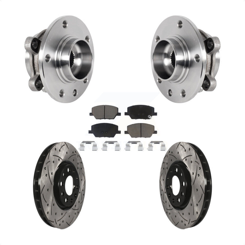 Front Hub Bearing Coat Drill Slot Brake Rotor Pad Kit For Jeep Compass Renegade Fiat 500X KBB-126999
