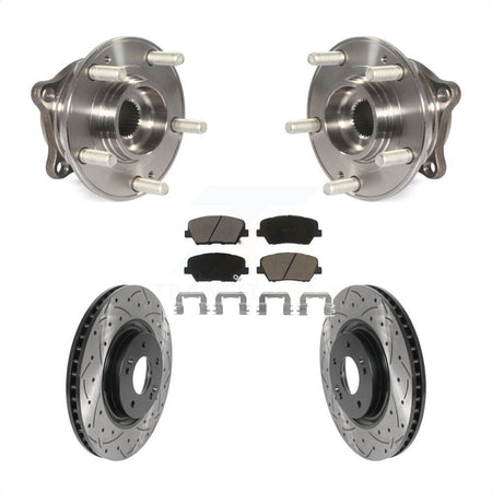 Front Hub Bearing Assembly Coated Drilled Slotted Brake Rotor & Pads Kit For Hyundai Nexo KBB-127006
