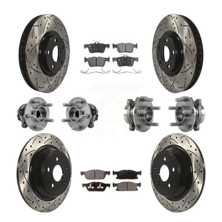 Front Rear Hub Bearing Coated Disc Brake Rotor Pad Kit (10Pc) For 2015-2018 Ford Edge FWD KBB-127019