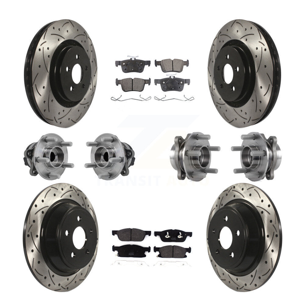 Front Rear Hub Bearing Coated Disc Brake Rotor Pad Kit (10Pc) For Lincoln Continental FWD KBB-127022