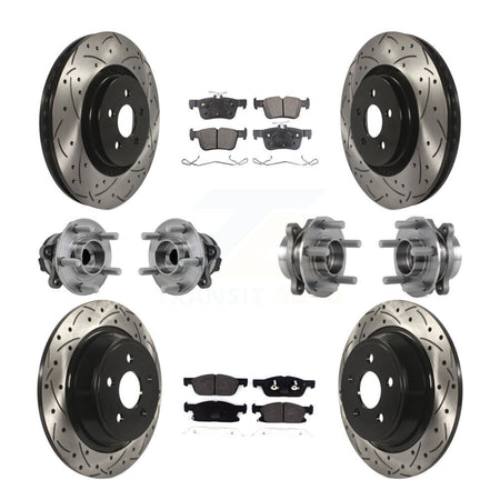 Front Rear Hub Bearing Coated Disc Brake Rotor Pad Kit (10Pc) For Lincoln Continental FWD KBB-127022