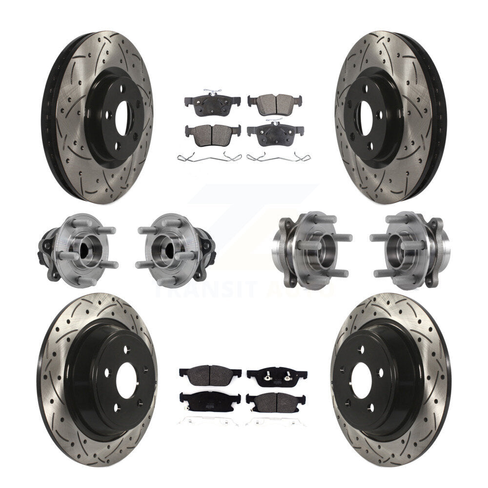 Front Rear Hub Bearing Coated Disc Brake Rotor Pad Kit (10Pc) For Lincoln Continental FWD KBB-127023