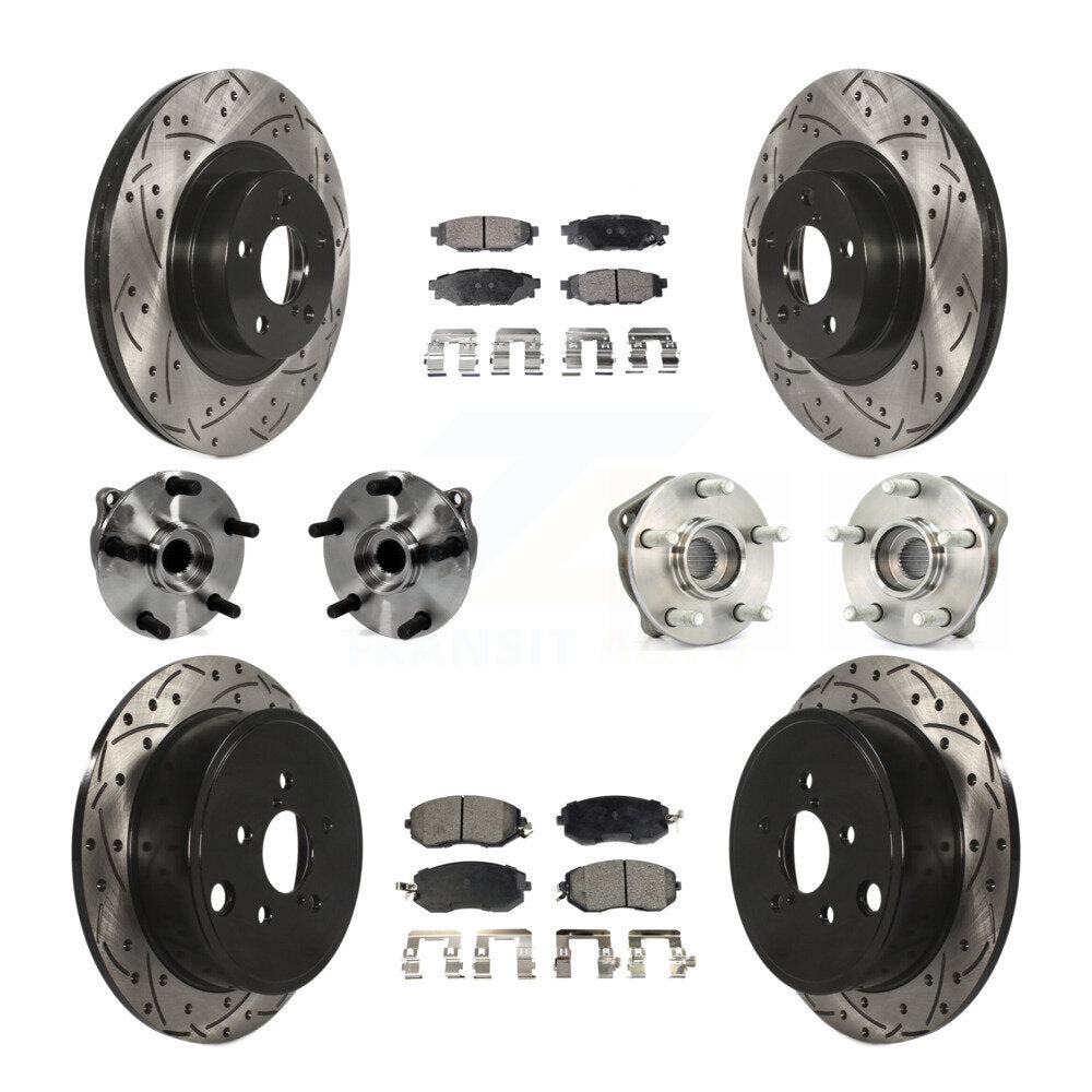 Front Rear Hub Bearings Coated Disc Brake Rotors And Pads Kit (10Pc) For Subaru Impreza KBB-127027