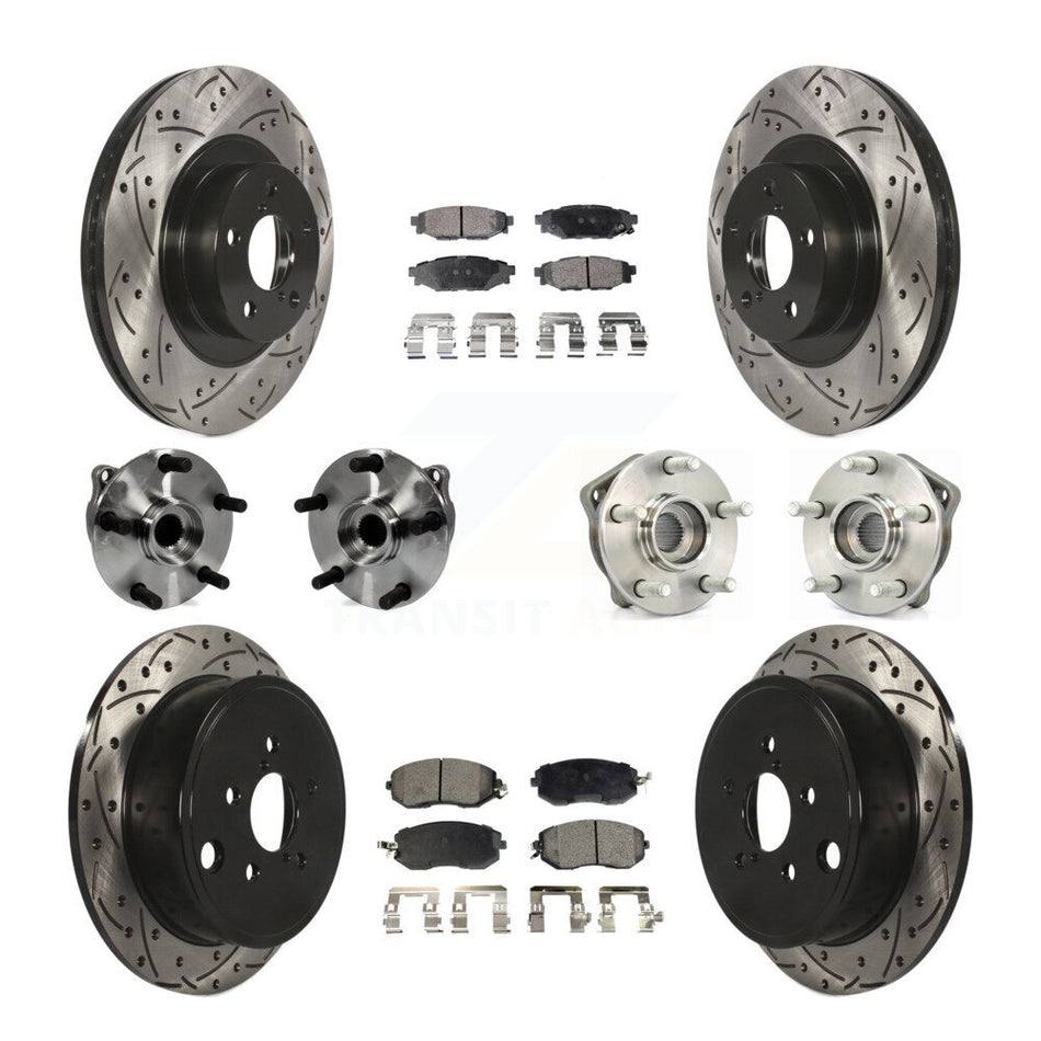 Front Rear Hub Bearings Coated Disc Brake Rotors And Pads Kit (10Pc) For Subaru Impreza KBB-127027