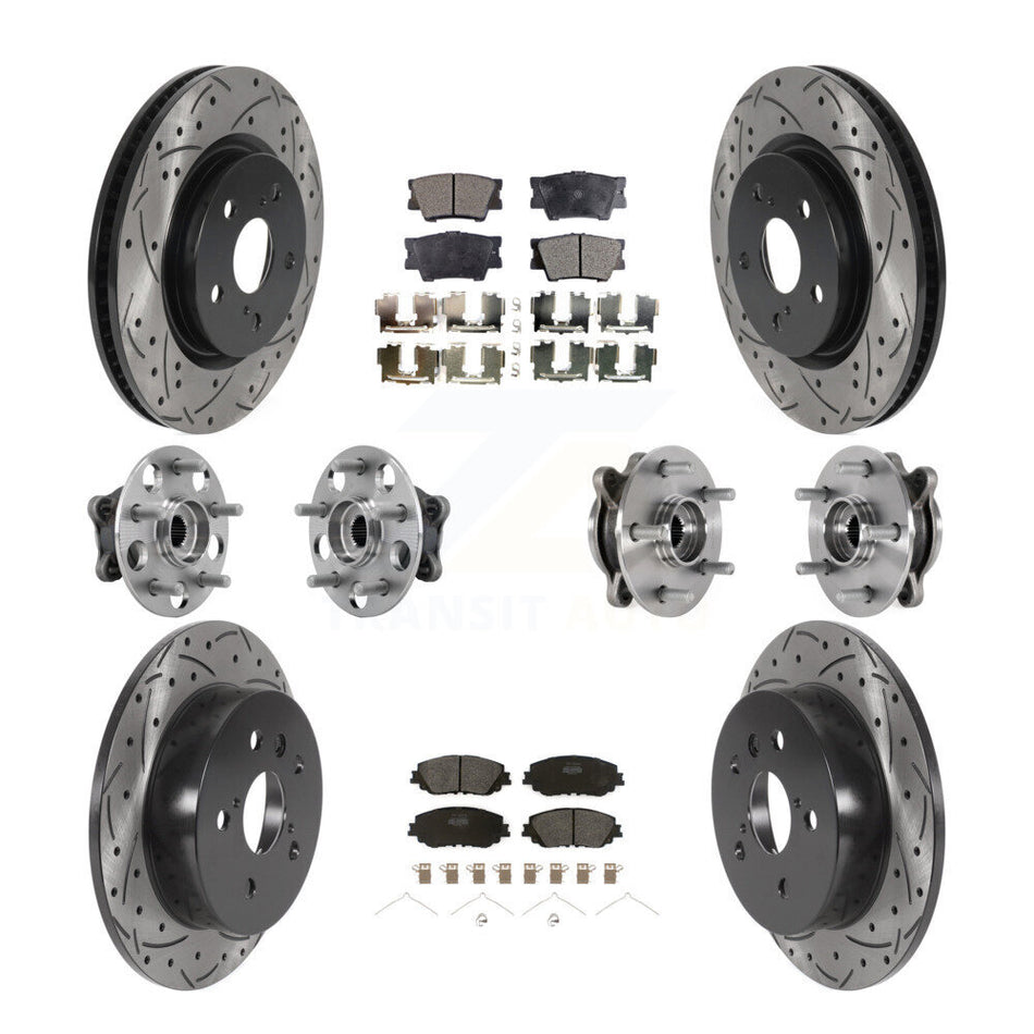 Front Rear Hub Bearings Coated Disc Brake Rotors And Pads Kit (10Pc) For Toyota Camry KBB-127029