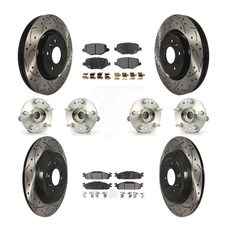Front Rear Hub Bearings Coated Disc Brake Rotors And Pads Kit (10Pc) For Ford Explorer KBB-127036