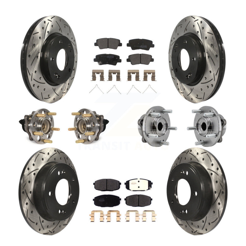 Front Rear Hub Bearing Coated Brake Rotor Pad Kit (10Pc) For Kia Soul Naturally Aspirated KBB-127041