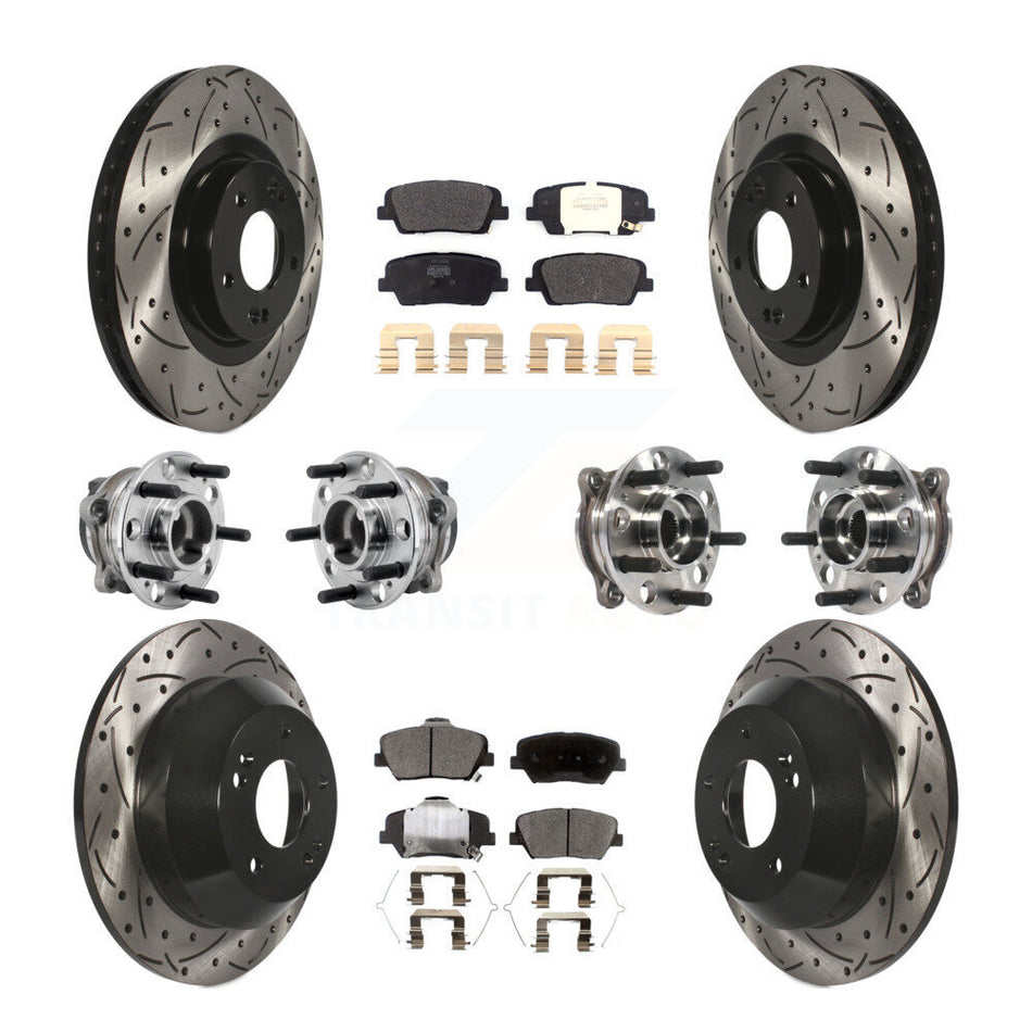 Front Rear Hub Bearing Coated Brake Rotor & Pads Kit (10Pc) For 2016-2020 Kia Sorento FWD KBB-127044
