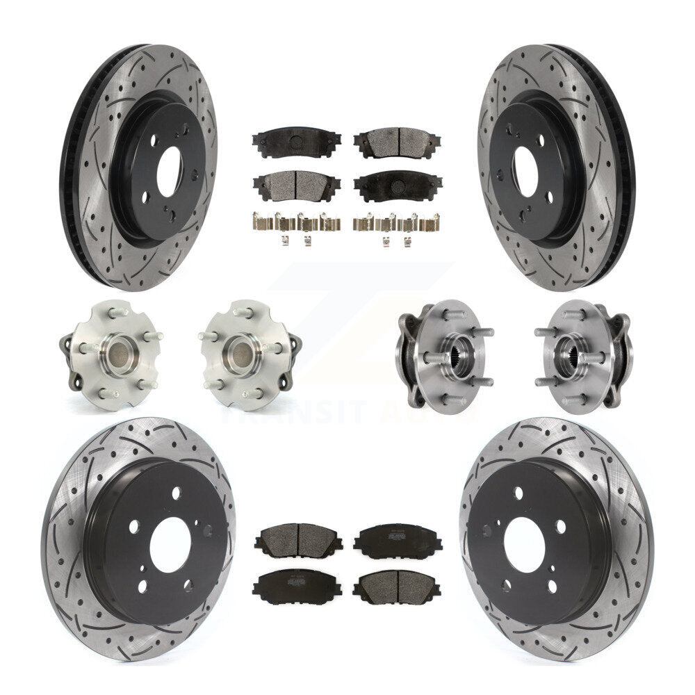 Front Rear Hub Bearings Coated Disc Brake Rotors And Pads Kit (10Pc) For Toyota RAV4 KBB-127047