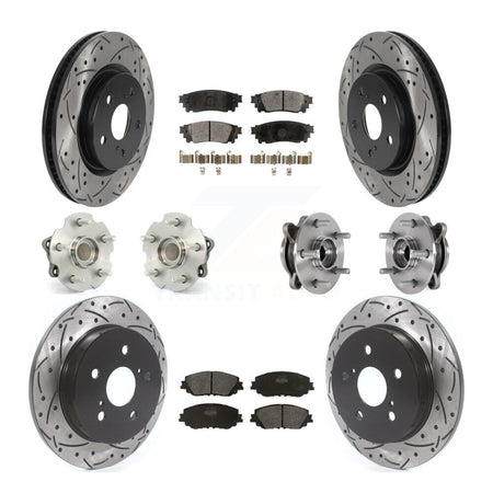 Front Rear Hub Bearings Coated Disc Brake Rotors And Pads Kit (10Pc) For Toyota RAV4 KBB-127047