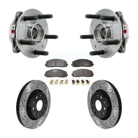 Front Hub Bearing Assembly Drilled Slot Brake Rotor & Pad Kit For Jeep Wrangler Gladiator KBB-127049