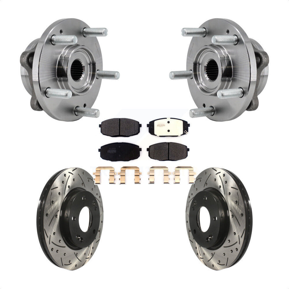 Front Hub Bearing Drilled Slot Brake Rotor Pad Kit For 17-19 Kia Soul Naturally Aspirated KBB-127054