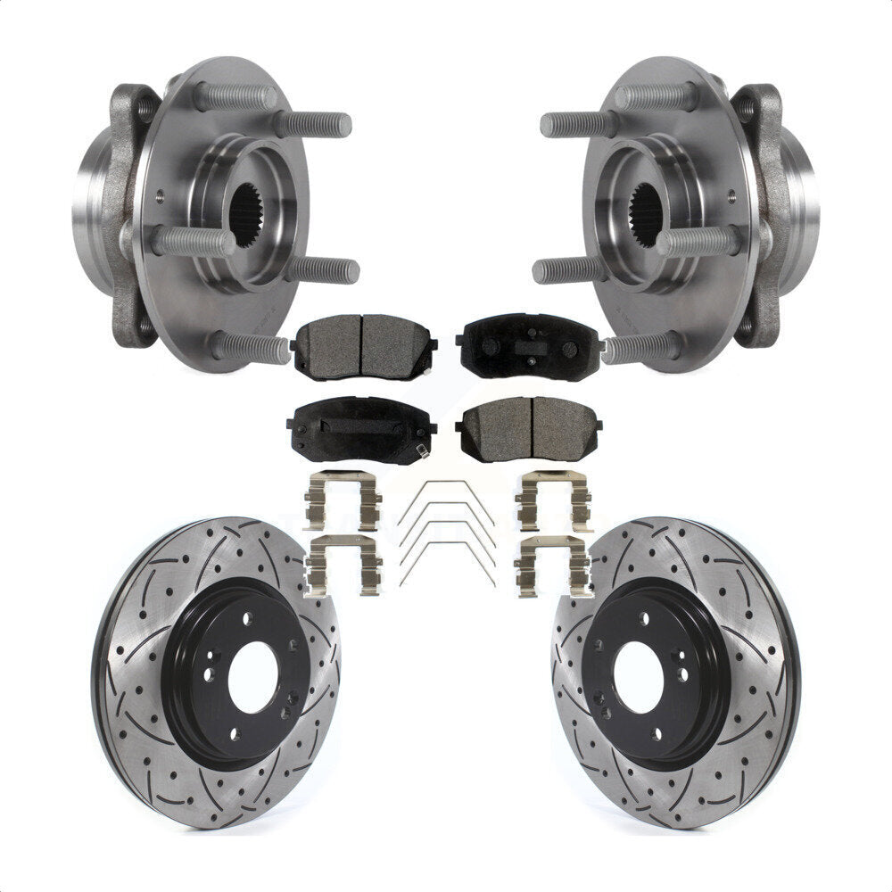 Front Hub Bearing Drill Slot Brake Rotor Pads Kit For Kia Forte Hyundai Elantra GT Forte5 KBB-127055