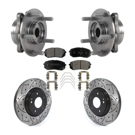 Front Hub Bearing Drill Slot Brake Rotor Pads Kit For Kia Forte Hyundai Elantra GT Forte5 KBB-127055