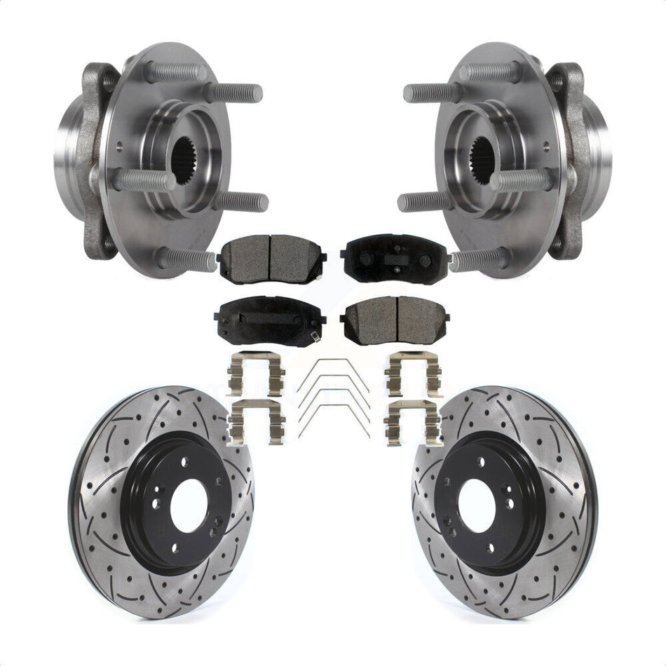 Front Hub Bearing Drill Slot Brake Rotor Pads Kit For Kia Forte Hyundai Elantra GT Forte5 KBB-127055