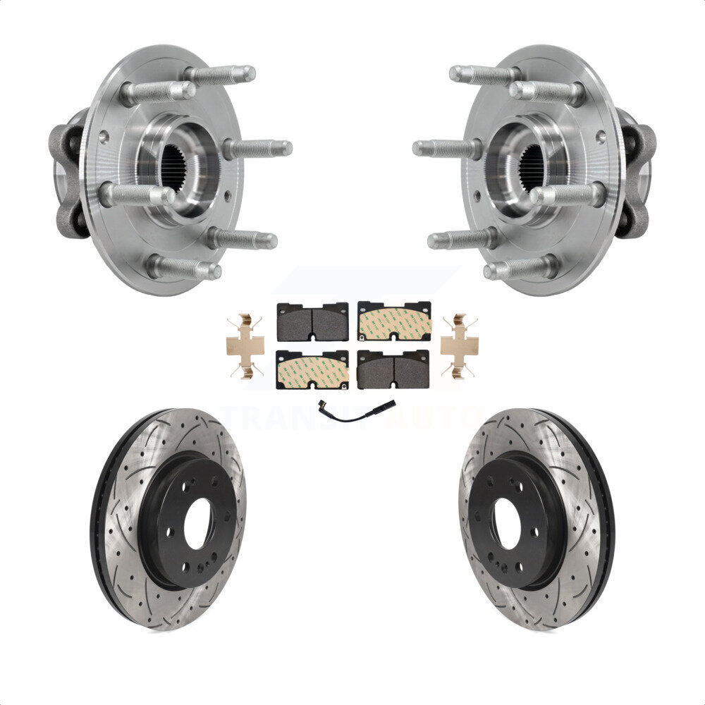 Front Hub Bearing Drill Slot Brake Rotor Pads Kit For Chevrolet GMC Silverado 1500 Sierra KBB-127058