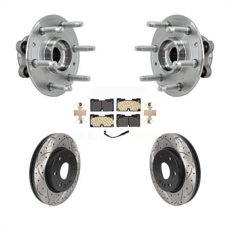 Front Hub Bearing Drill Slot Brake Rotor Pads Kit For Chevrolet GMC Silverado 1500 Sierra KBB-127058