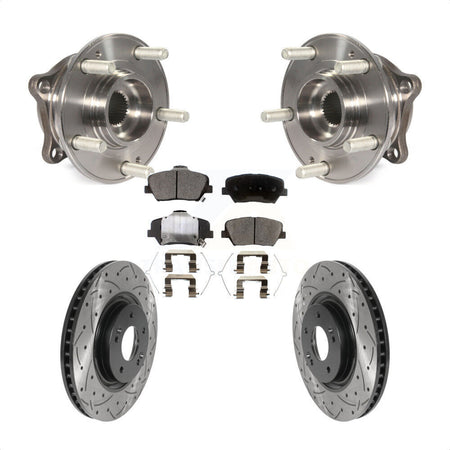 Front Hub Bearing Assembly Coated Drilled Slotted Brake Rotor & Pads Kit For Hyundai Nexo KBB-127062