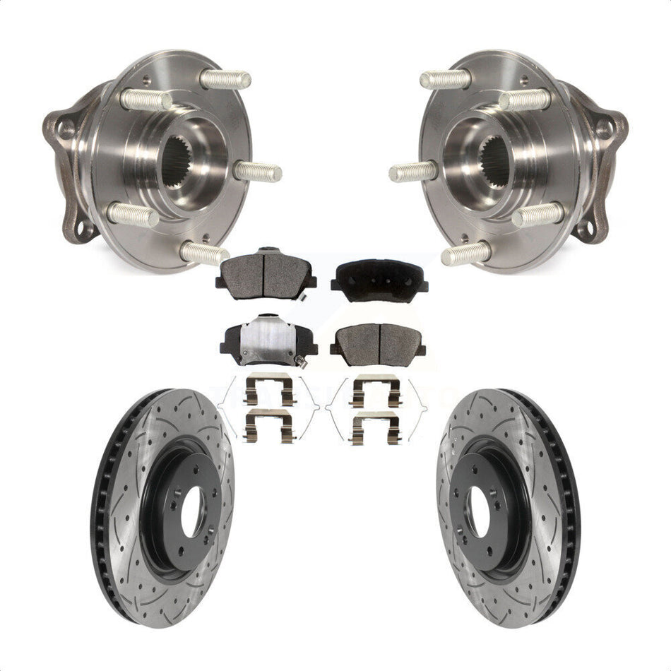 Front Hub Bearing Assembly Coated Drilled Slotted Brake Rotor & Pads Kit For Hyundai Nexo KBB-127062