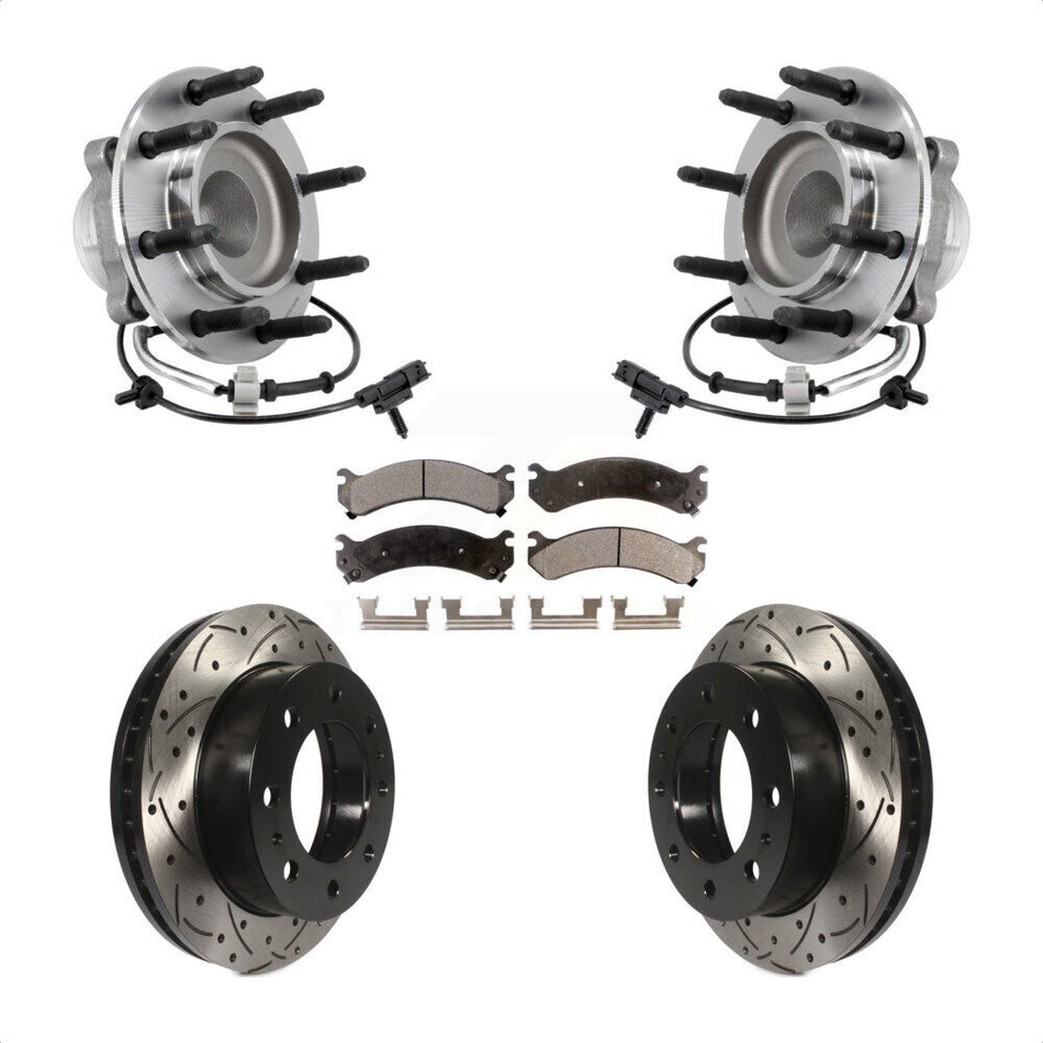 Front Hub Bearing Drilled Slot Brake Rotor Pads Kit For GMC Savana 2500 Chevrolet Express KBB-127067