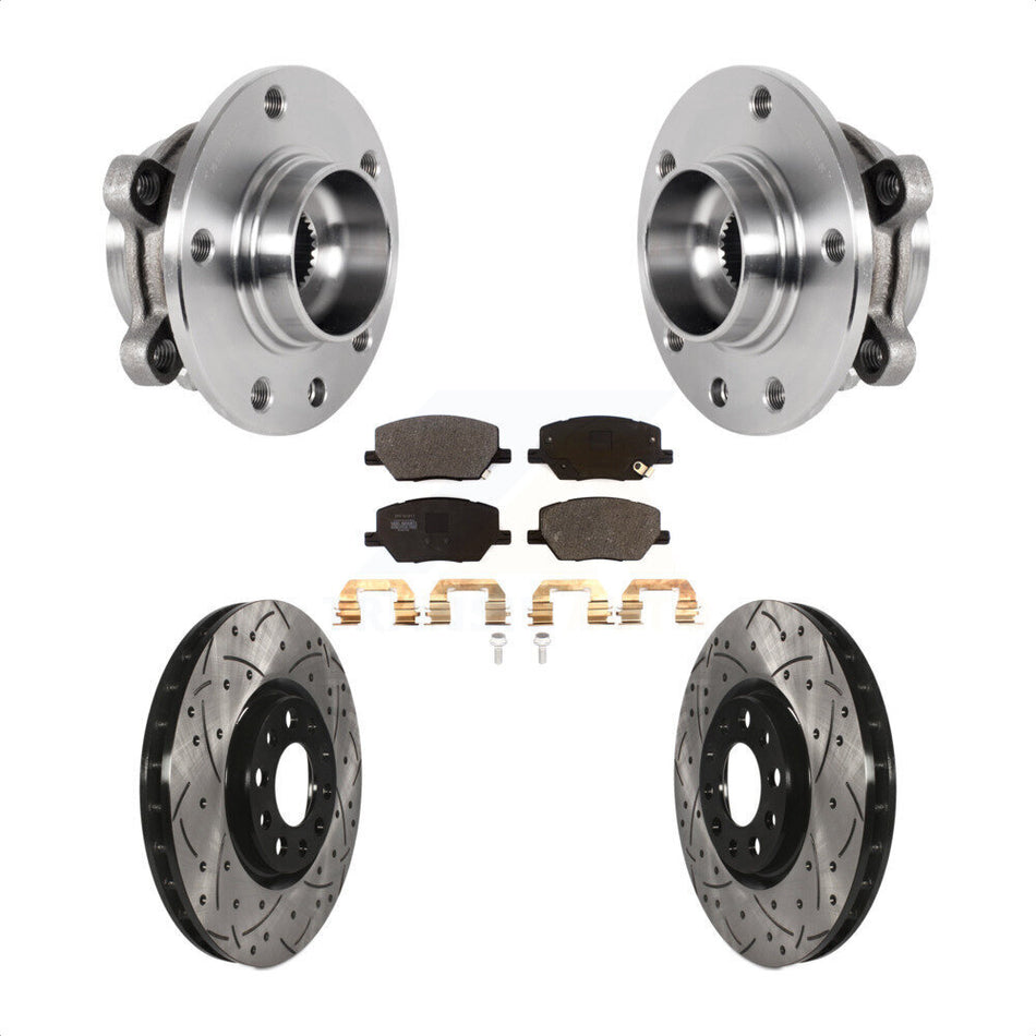 Front Hub Bearing Coat Drill Slot Brake Rotor Pad Kit For Jeep Compass Renegade Fiat 500X KBB-127068
