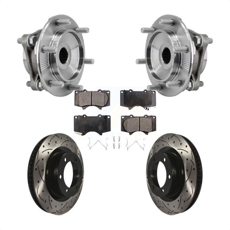 Front Hub Bearing Drill Slot Brake Rotor Pad Kit For 2010-2023 Toyota 4Runner Lexus GX460 KBB-127071