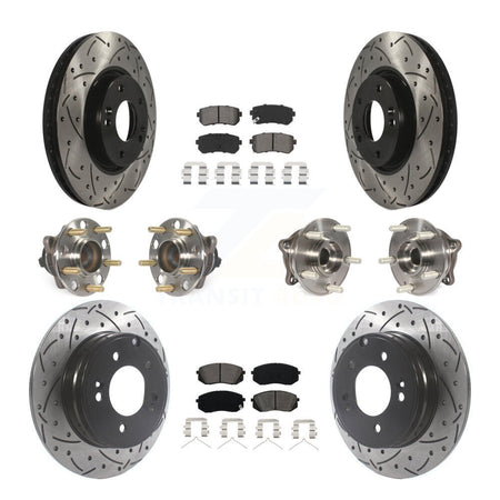 Front Rear Hub Bearings Coated Disc Brake Rotors And Pads Kit (10Pc) For Hyundai Sonata KBB-127077
