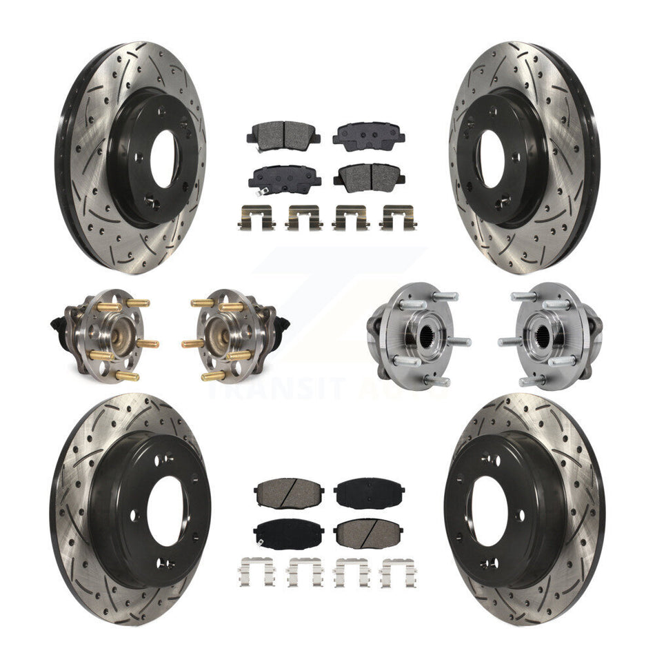 Front Rear Hub Bearing Coated Brake Rotor Pad Kit (10Pc) For Kia Soul Naturally Aspirated KBB-127080