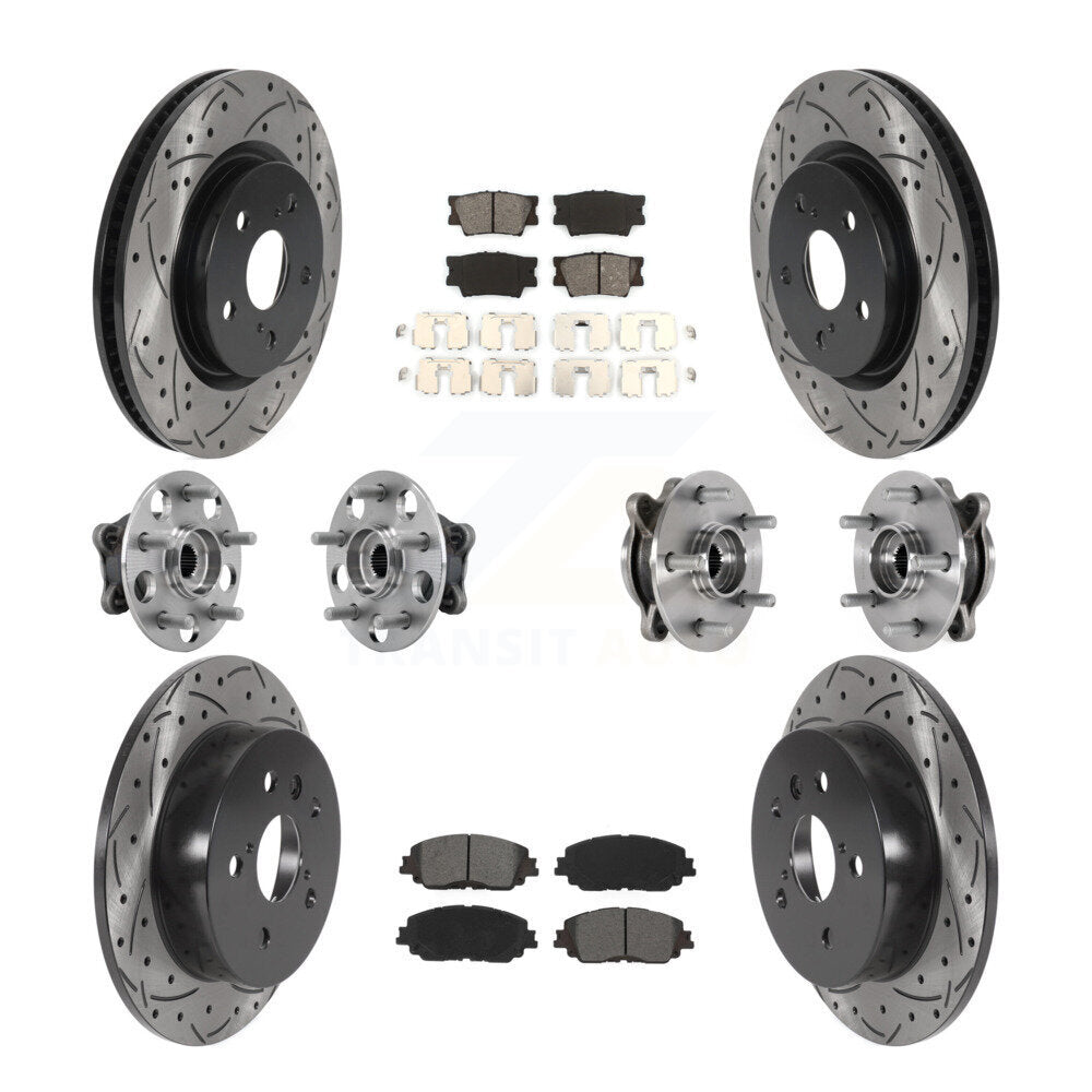 Front Rear Hub Bearings Coated Disc Brake Rotors And Pads Kit (10Pc) For Toyota Camry KBB-127083