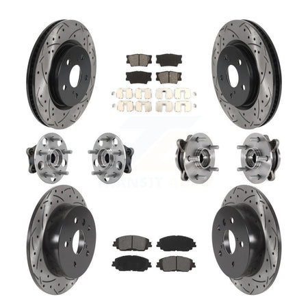 Front Rear Hub Bearings Coated Disc Brake Rotors And Pads Kit (10Pc) For Toyota Camry KBB-127083