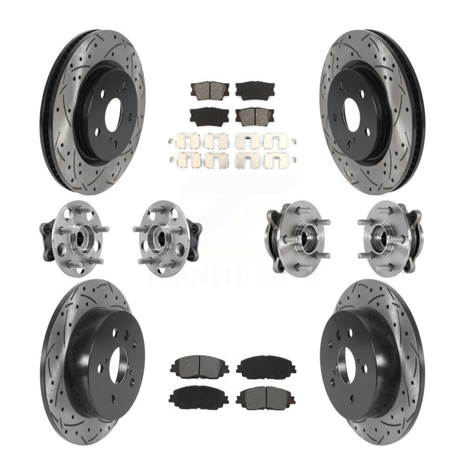 Front Rear Hub Bearings Coated Disc Brake Rotors And Pads Kit (10Pc) For Toyota Camry KBB-127083