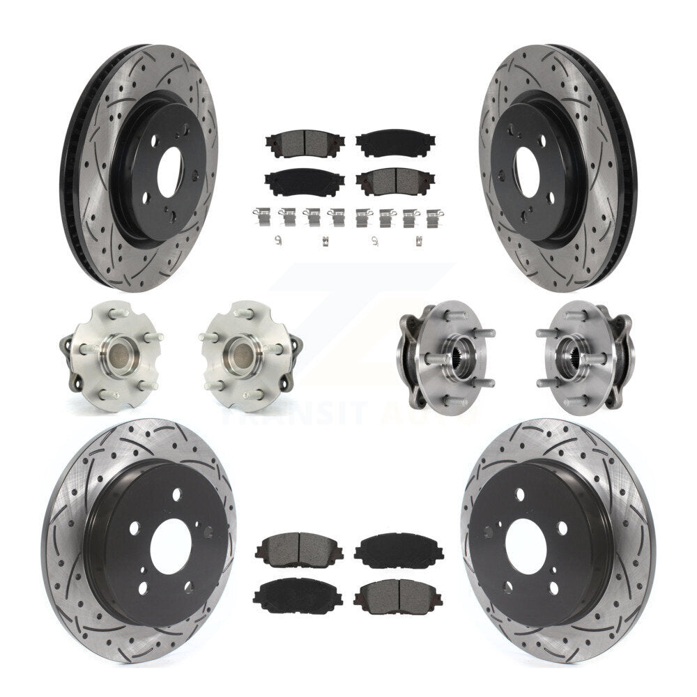 Front Rear Hub Bearings Coated Disc Brake Rotors And Pads Kit (10Pc) For Toyota RAV4 KBB-127086