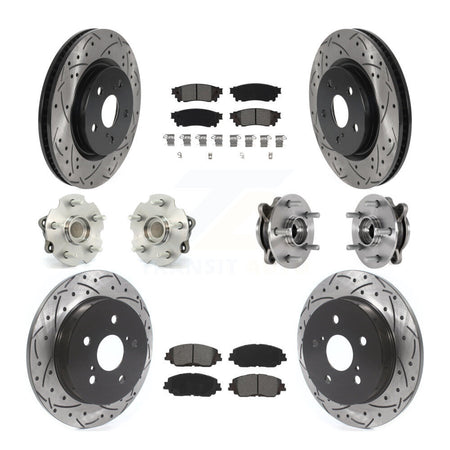 Front Rear Hub Bearings Coated Disc Brake Rotors And Pads Kit (10Pc) For Toyota RAV4 KBB-127086